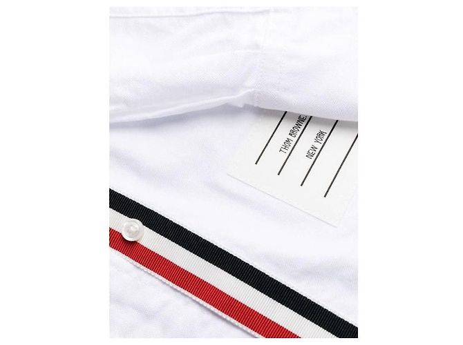 Thom Browne Abito Camicia con Placket in Grograine Oxford Bianco - vista 10
