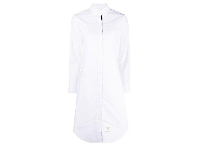 Thom Browne Abito Camicia con Placket in Grograine Oxford Bianco - vista 4