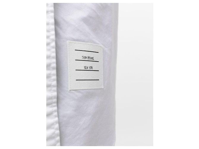 Thom Browne Abito Camicia con Placket in Grograine Oxford Bianco - vista 8