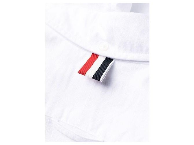 Thom Browne Abito Camicia con Placket in Grograine Oxford Bianco - vista 9