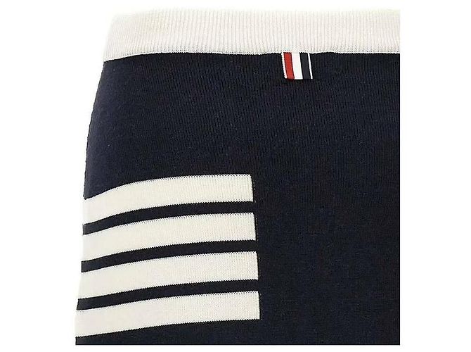 Thom Browne Falda A-Line de Lana Merino Doble Cara a Rayas Azul - vista 6