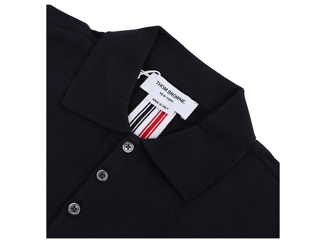 Thom Browne Relaxed Fit Striped Short Sleeve Polo Shirt - view 6