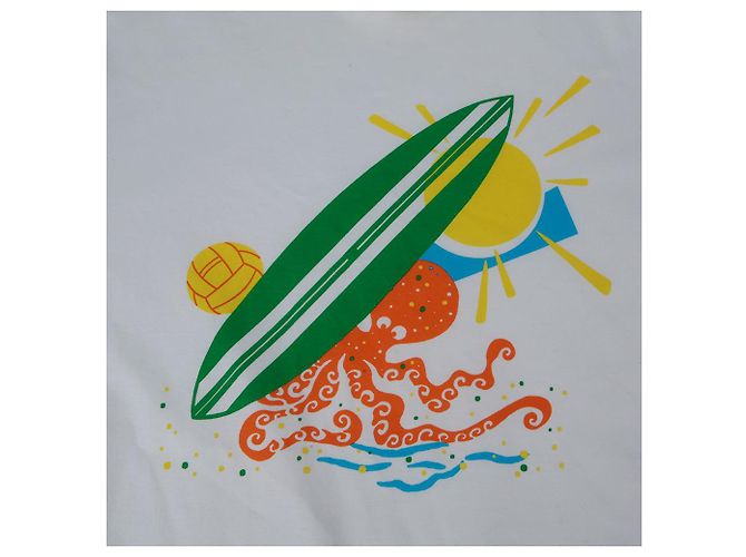 Hermès Weißes bedrucktes Baumwoll-T-Shirt Größe - Ansicht 5