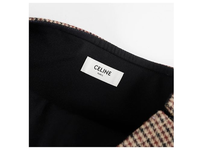 Céline Falda Mini de Cuadros Pied-de-Poule Talla Castaño - vista 8