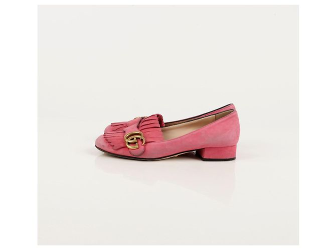Gucci Pumps con frange GG Marmont Rosa - vista 2
