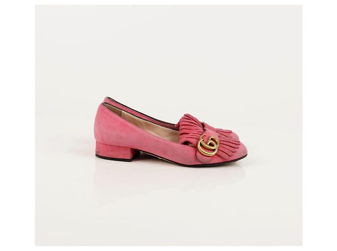 Gucci Pumps con frange GG Marmont Rosa - vista 4