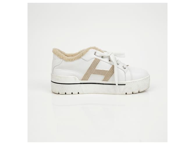 Hermès Shearling-Sneaker Größe Weiß - Ansicht 10