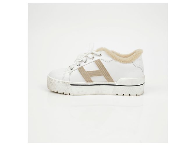 Hermès Shearling-Sneaker Größe Weiß - Ansicht 12