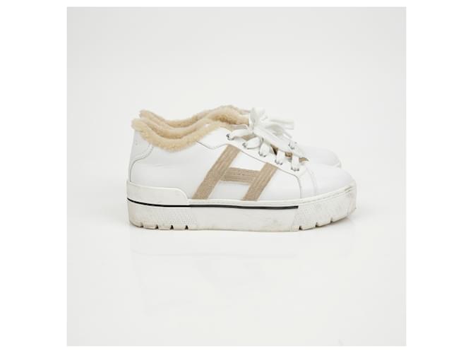 Hermès Shearling-Sneaker Größe Weiß - Ansicht 3