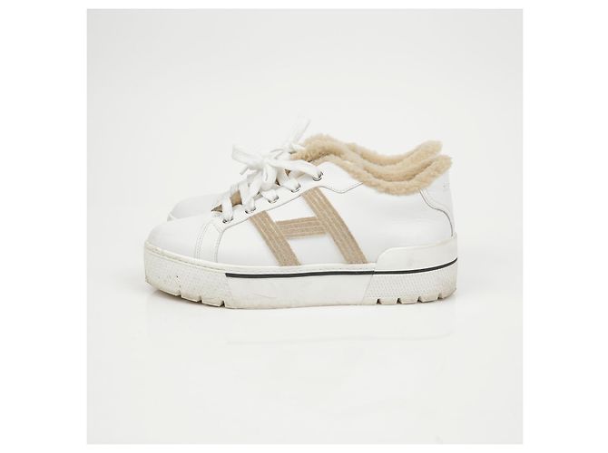 Hermès Shearling-Sneaker Größe Weiß - Ansicht 7