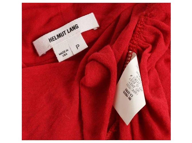Helmut Lang Camiseta de algodão assimétrica drapeada vermelha Vermelho - vista 4