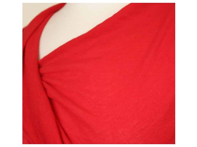 Helmut Lang Camiseta de algodão assimétrica drapeada vermelha Vermelho - vista 5
