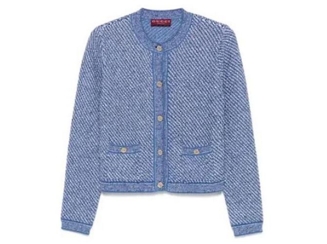 Gucci Baumwoll-Crewneck-Cardigan Blau - Ansicht 4