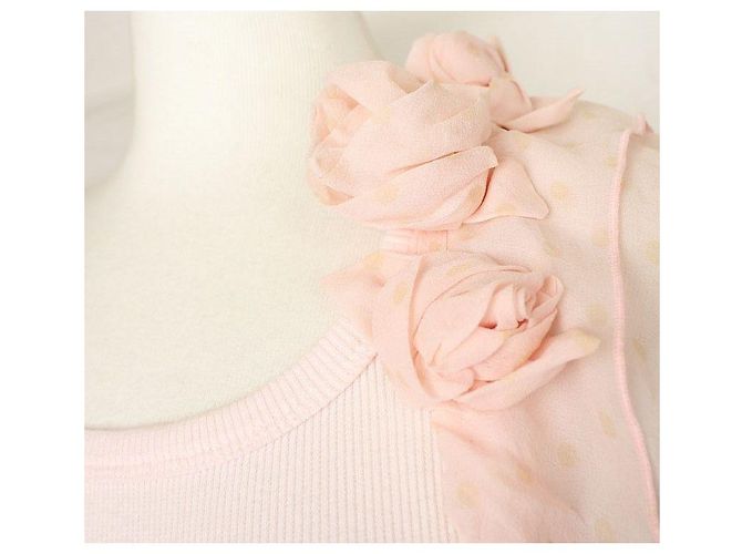 Valentino Débardeur en coton à rayures roses rouges avec décoration florale - vue 5
