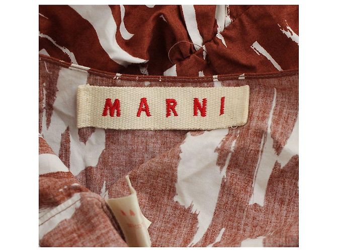 Marni Rotes braunes gemustertes asymmetrisches Oberteil Mehrfarben - Ansicht 5