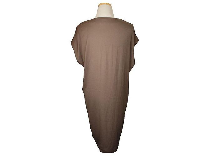 Helmut Lang Vestido asimétrico holgado fruncido caqui Roja - vista 3