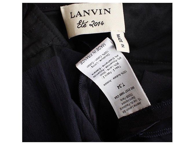 Lanvin Black Navy Satin Trim Wool Blend Pants - view 3