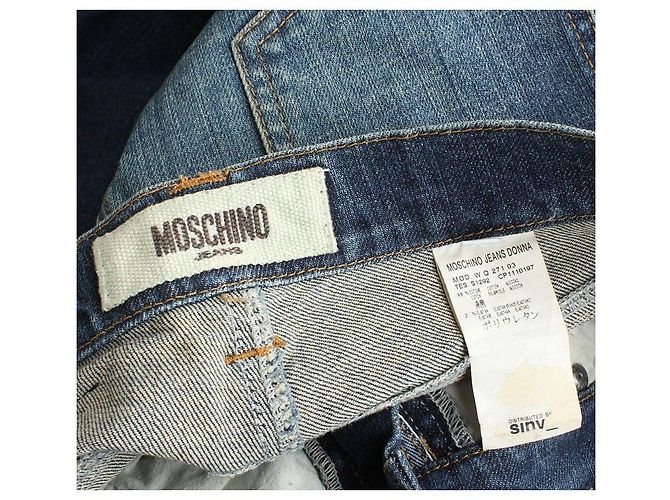 Moschino Gewaschene Jeans mit Perlenherz Blau - Ansicht 3