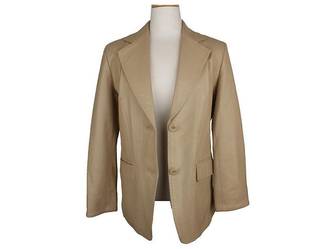 Balmain Beige Lammlederjacke mit Nähten Braun - Ansicht 2