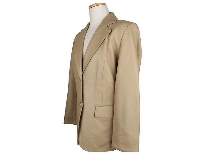 Balmain Beige Lammlederjacke mit Nähten Braun - Ansicht 3