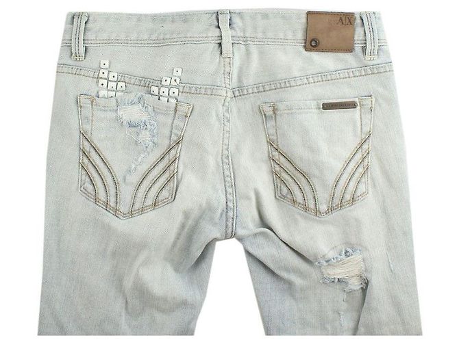Armani Exchange White Stud Denim Pants - view 4