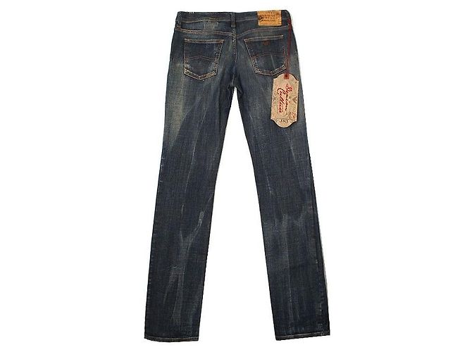 Calça jeans azul com lavagem danificada Armani Jeans - vista 2
