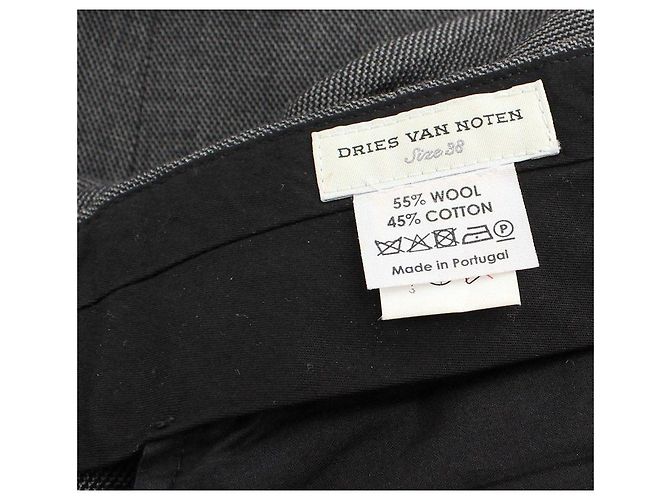 Pantalones anchos de lana gris Dries Van Noten Castaño - vista 3
