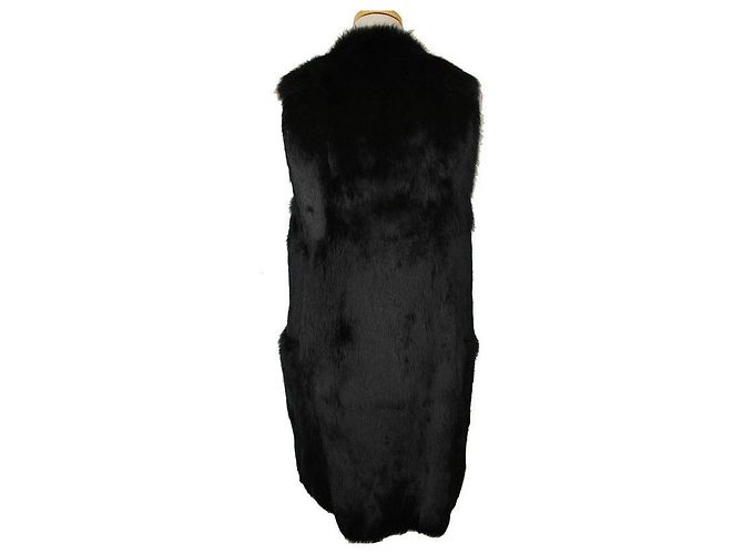 Chaleco con cremallera de piel de conejo negro y marrón Sonia Rykiel - vista 4