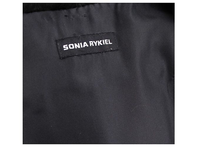 Chaleco con cremallera de piel de conejo negro y marrón Sonia Rykiel - vista 5