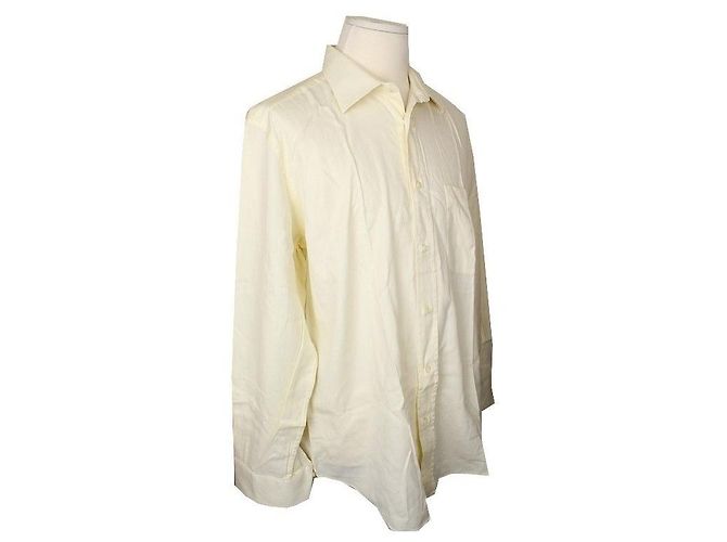 Ermenegildo Zegna Camisa assimétrica masculina em algodão creme Branco - vista 2