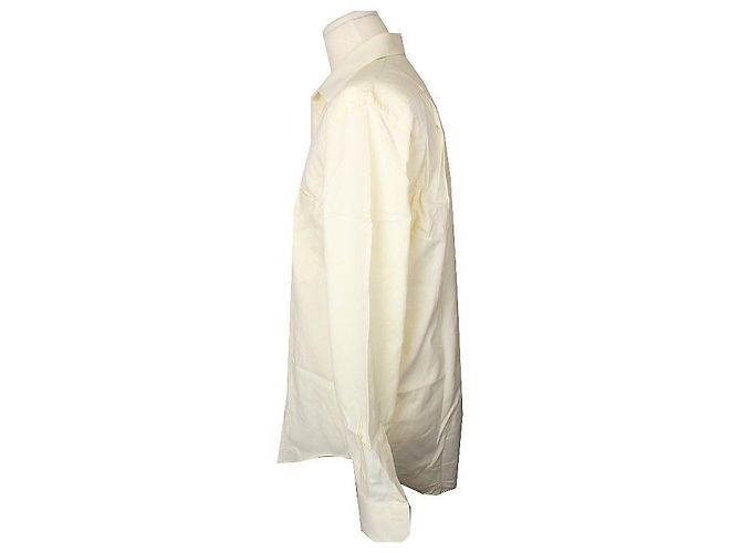 Ermenegildo Zegna Camisa assimétrica masculina em algodão creme Branco - vista 3