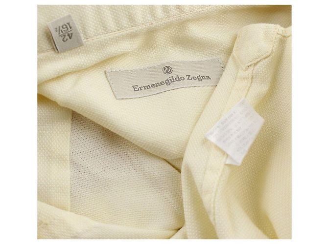 Ermenegildo Zegna Camisa assimétrica masculina em algodão creme Branco - vista 5