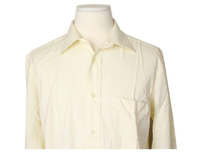 Ermenegildo Zegna Camisa assimétrica masculina em algodão creme Branco - vista 6