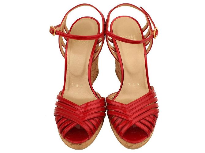 Stuart Weitzman Sandali con zeppa in vernice rossa Rosso - vista 2