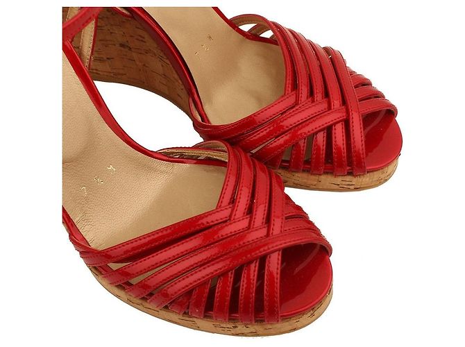 Stuart Weitzman Sandali con zeppa in vernice rossa Rosso - vista 6