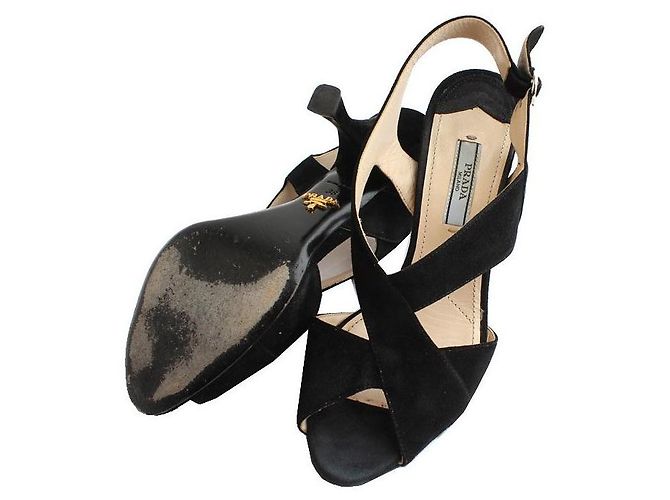 Prada Sandali in scamosciato nero - vista 4