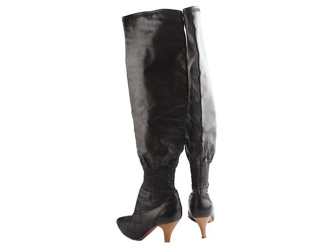 Chanel Botas altas con banda en el tobillo en oro negro CC - vista 5