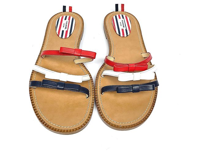 Thom Browne Sandali slide a tre fiocchi in vitello capretto multicolore Marrone - vista 2