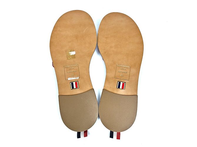 Thom Browne Sandali slide a tre fiocchi in vitello capretto multicolore Marrone - vista 6