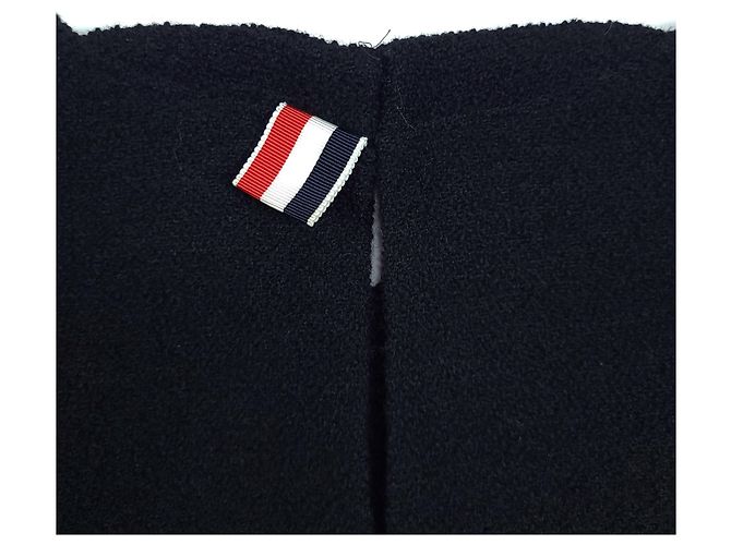 Thom Browne T-shirt a maniche corte in lana tweed per donne Nero - vista 3