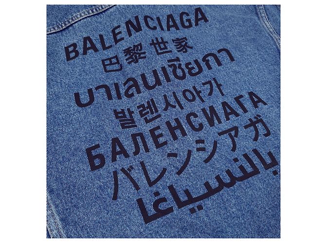 Balenciaga Language Denimjacke Blau - Ansicht 3