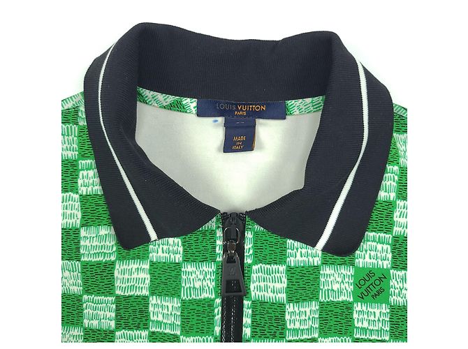 Louis Vuitton Polo a maniche corte con zip Damier LV per donne Verde - vista 5