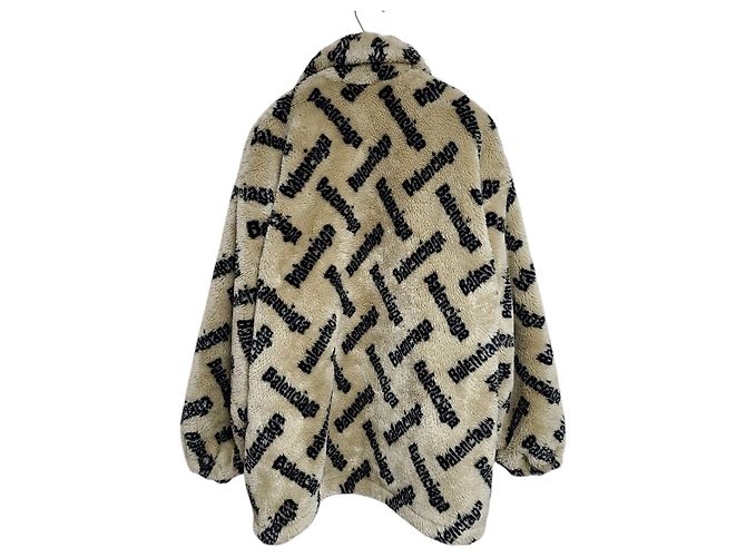 Balenciaga Multi-Logo Oversized Fleece Jacket Brown - view 2