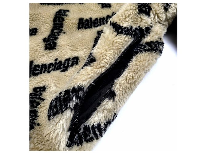 Balenciaga Multi-Logo Oversized Fleece Jacket Brown - view 4