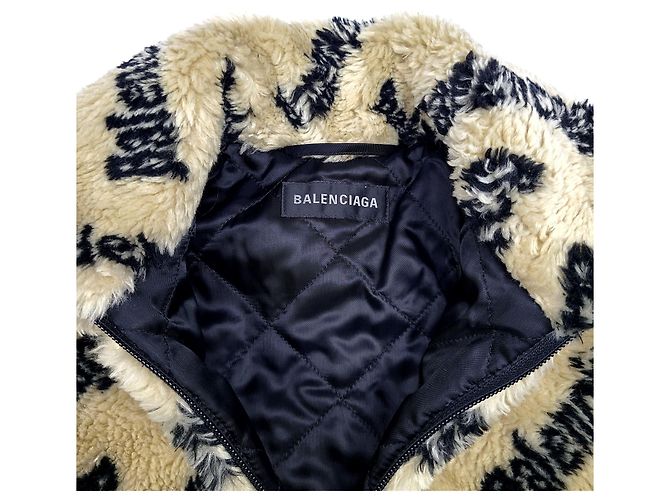 Balenciaga Multi-Logo Oversized Fleece Jacket Brown - view 5