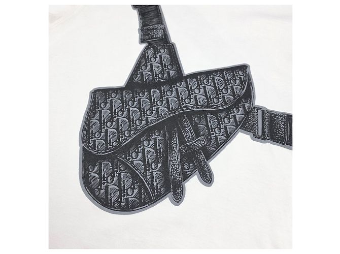 Saddle Dior Kurzarm-T-Shirt Schräg Satteltasche Weiß - Ansicht 3