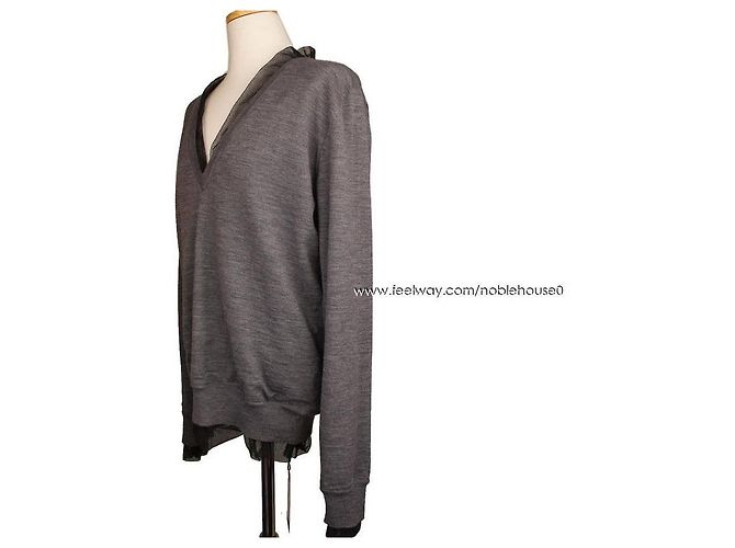 Dolce & Gabbana Wollstrick mit grauem und schwarzem Tüllbesatz - Ansicht 2