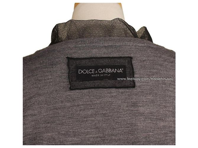 Dolce & Gabbana Wollstrick mit grauem und schwarzem Tüllbesatz - Ansicht 7