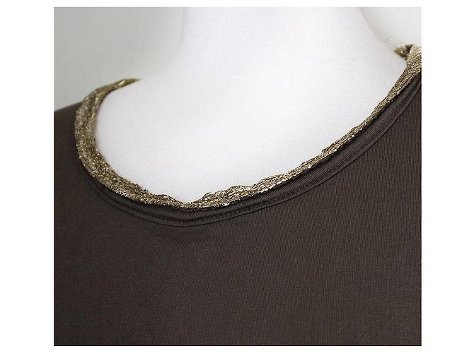 Dolce & Gabbana Camiseta com decote dourado Marrom - vista 4