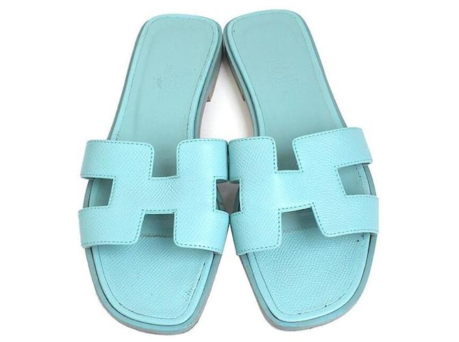 Hermès Pantofole Oran Blu Menta - vista 2